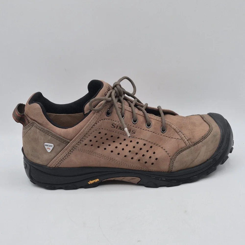 Simms Shoes Mens Size 12 Brown Gore-Tex Vibram Leather‎ Hiking Outdoor Trail
